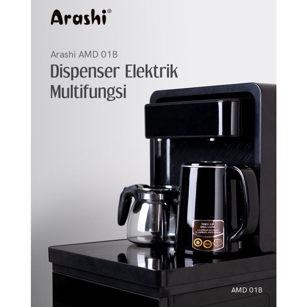 Dispenser Arashi AMD-01B Galon Bawah Dispenser Bottom Load Arashi AMB-01 B / AMD 01 B Dispenser Multifungsi + Remote