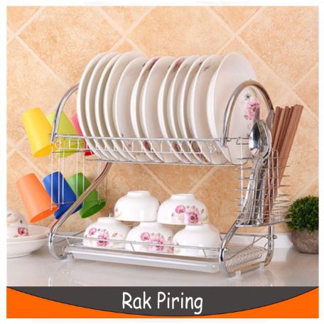  COD TERMURAH RAK  PIRING  Stainless Minimalis  2 Susun 