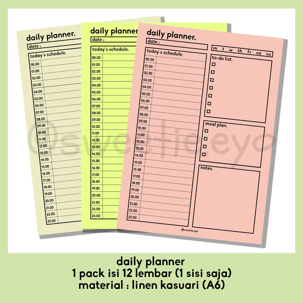 

daily planner card A6 - hitam