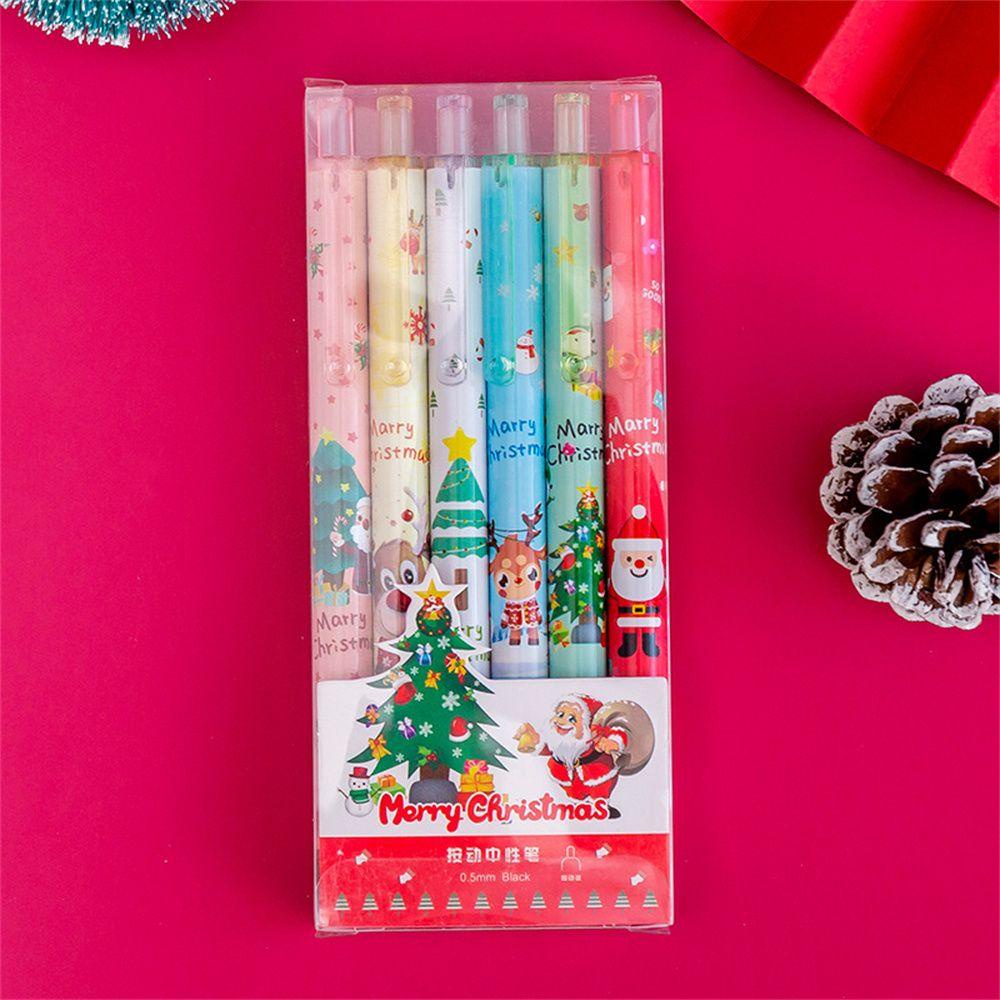 Populer1 /6 Stik Natal Gel Pen Belajar Kotak Gel Pen Kid's Anak Kartun Perlengkapan Siswa