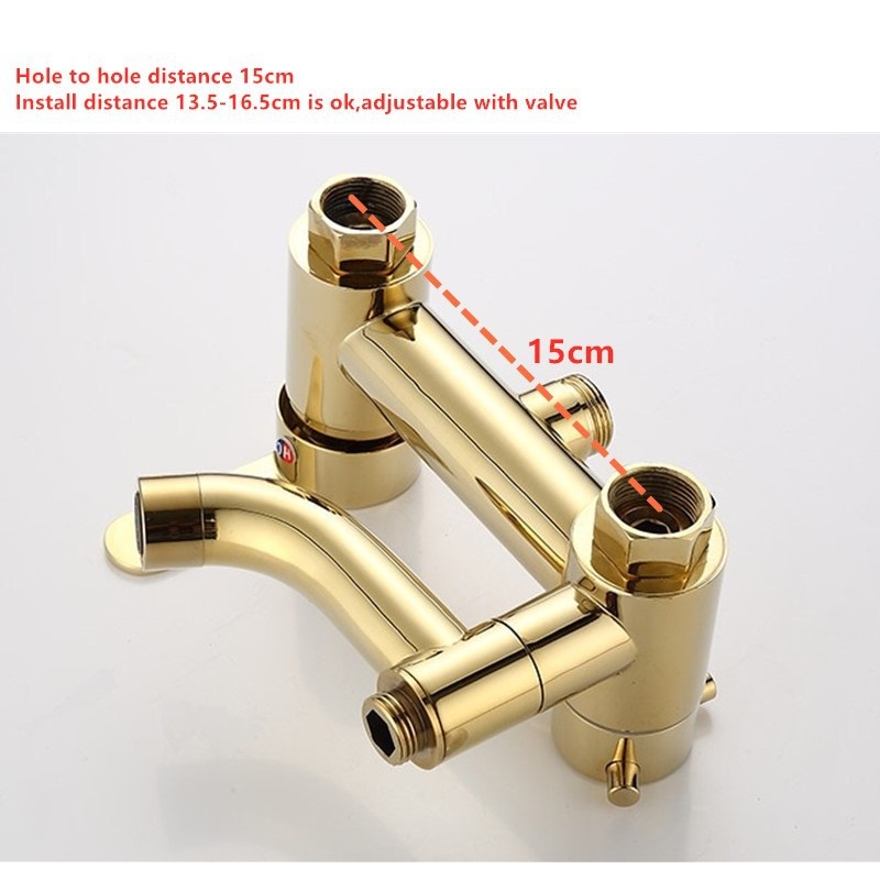 Shower set kamar mandi warna emas kuningan keran shower gold air panas dingin dengan kepala pancuran curah hujan 8 inci dan hand shower gold / Hot European Style Golden Copper Body Rain Faucet Kamar Mandi Shower Set