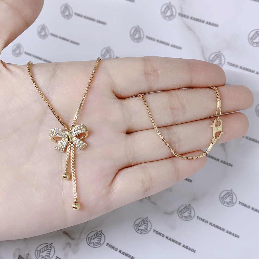 Xuping Gold Kalung Wanita Liontin Permata Pita Anti Karat *47