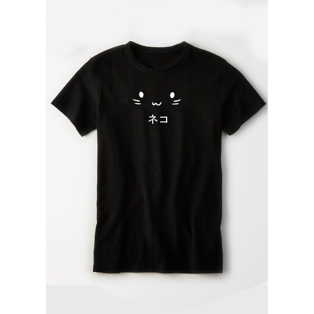Tshirt Neko Neko Kawaii Cat Black Kuro Neko Premium Quality