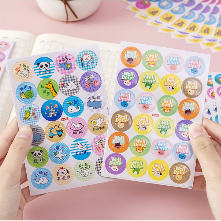 

(ISI 24)Stiker Label Bulat Lucu Karakter Sticker Reward Anak