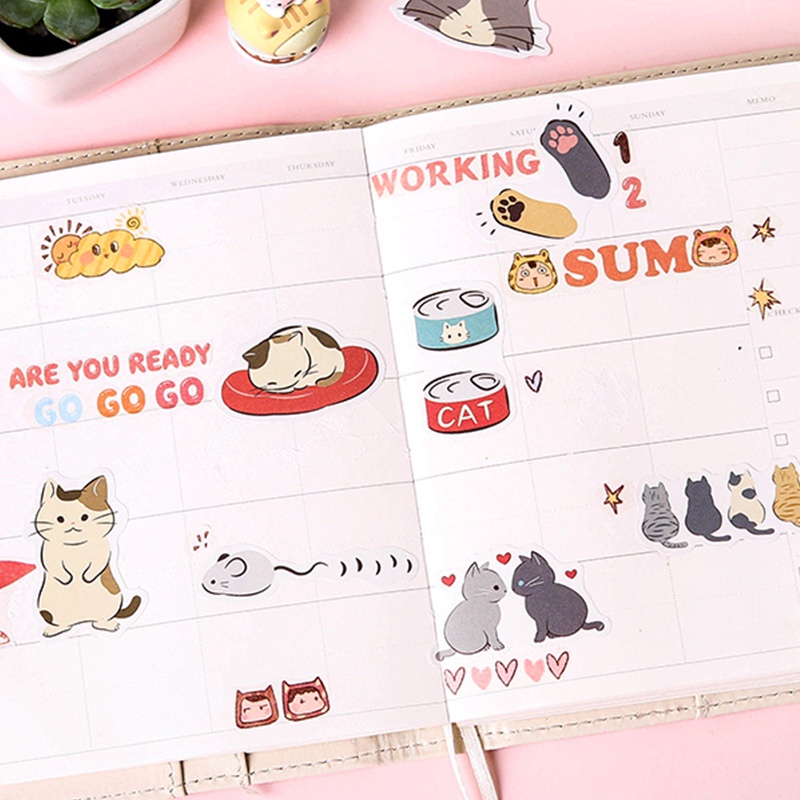 45 Pcs Cute Cartoon Cat Boxed Sticker Diary Handbook Decoration Sealing Sticker