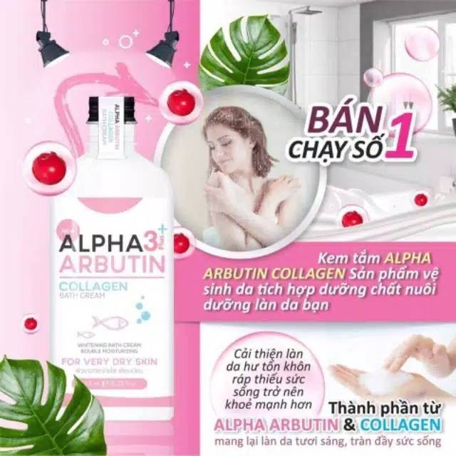 Alpha Arbutin 3 Plus Whitening Collagen Bath Cream Sabun Cair Original