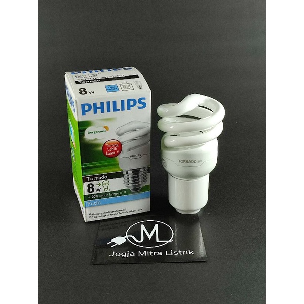 LAMPU PHILIPS TORNADO / LAMPU SPIRAL PHILIPS 8 WATT PUTIH