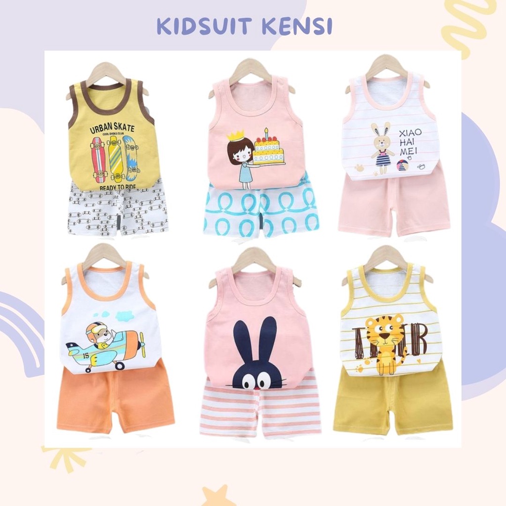 HappyOliver KIDS SUIT KENSI Setelan Anak Bahan Kaos Lengan + Celana Berkualitas Import 0-3 Tahun ebv H1-1