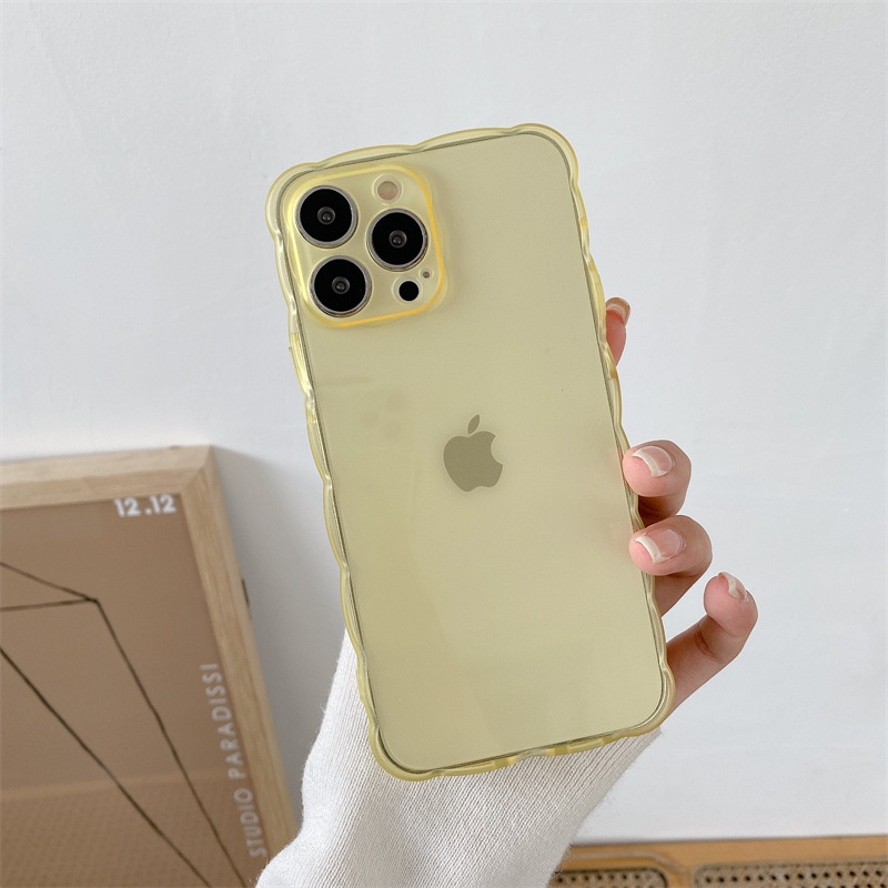 Case Pelindung Bahan TPU Transparan Bentuk Gelombang Untuk Iphone 7 8 PLUS X XR XS 11 12 13 Mini PRO MAX SE 2020