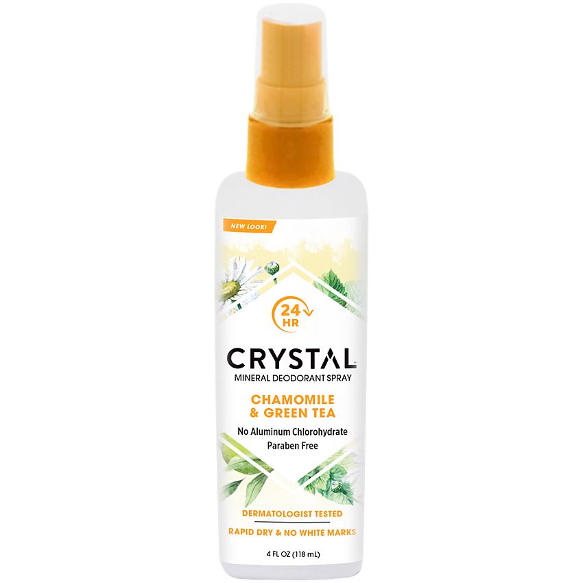 Crystal Body Deodorant, Mineral Deodorant Spray, Chamomile &amp; Green Tea (118 ml)