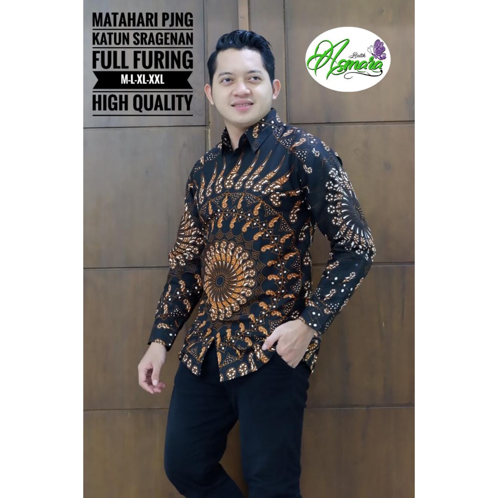 MATAHARI Kemeja Batik Pria Lengan Panjang Katun Halus FULL FURING Batik Asmara