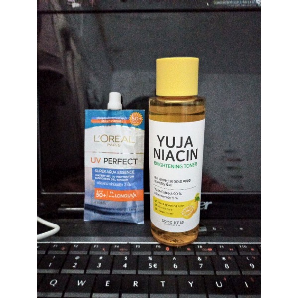 Yuja Niacin Toner Some By Mi free sunscreen Loreal uv perfect aqua essence