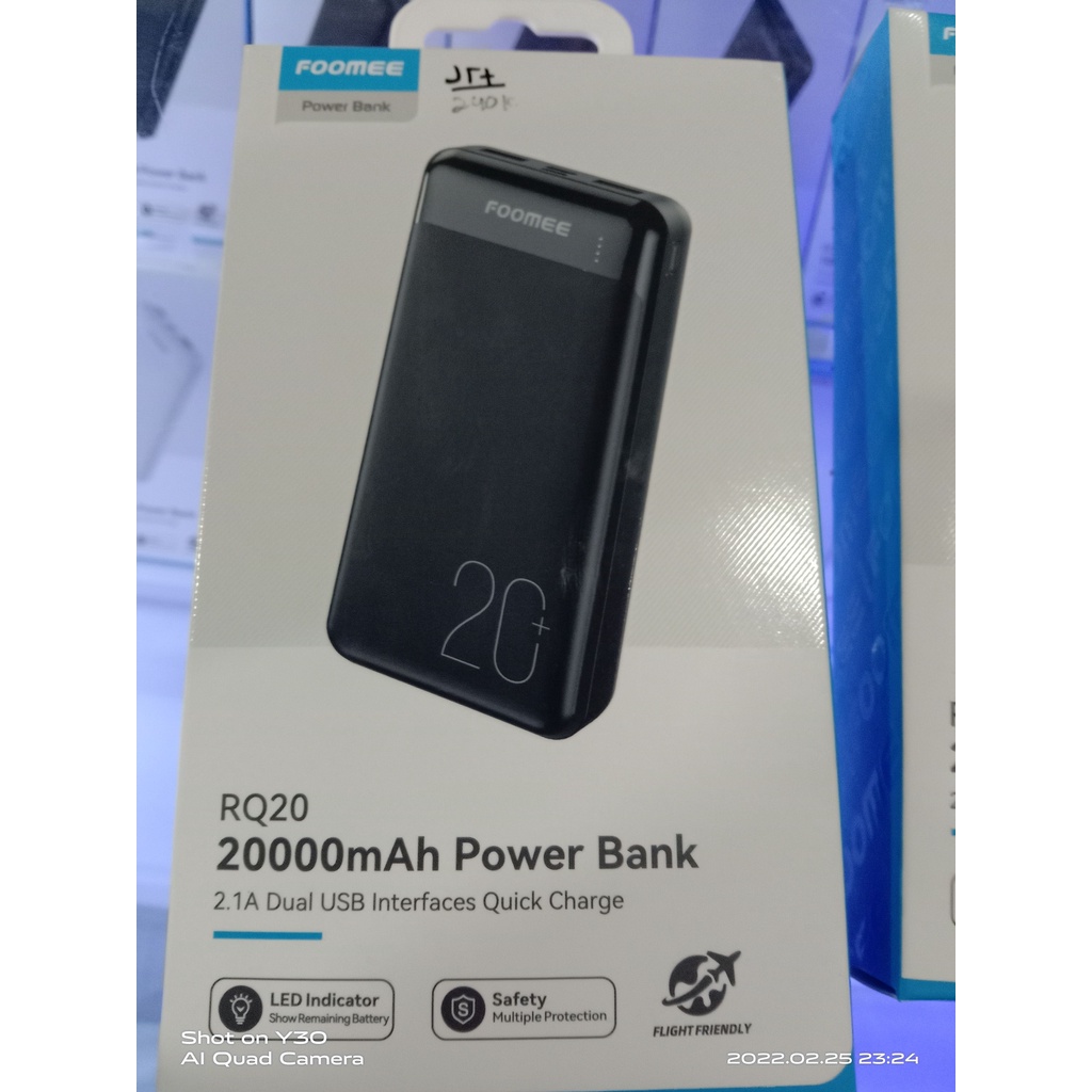 Powerbank 20000mAh murah dua Input Port Type C & MicroUSB FOOMEE RQ20
