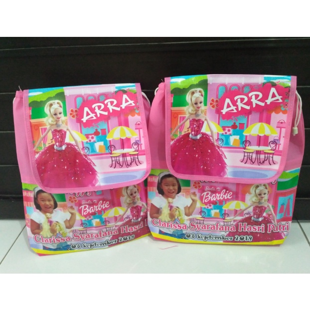 

BAHAN TEBAL 75 GSM Tas souvenir ultah model ransel banner karakter suka suka