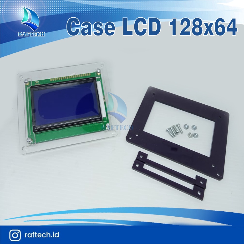 Frame Case Holder Dudukan LCD 12864 128x64 Arduino Termasuk Mur Baut