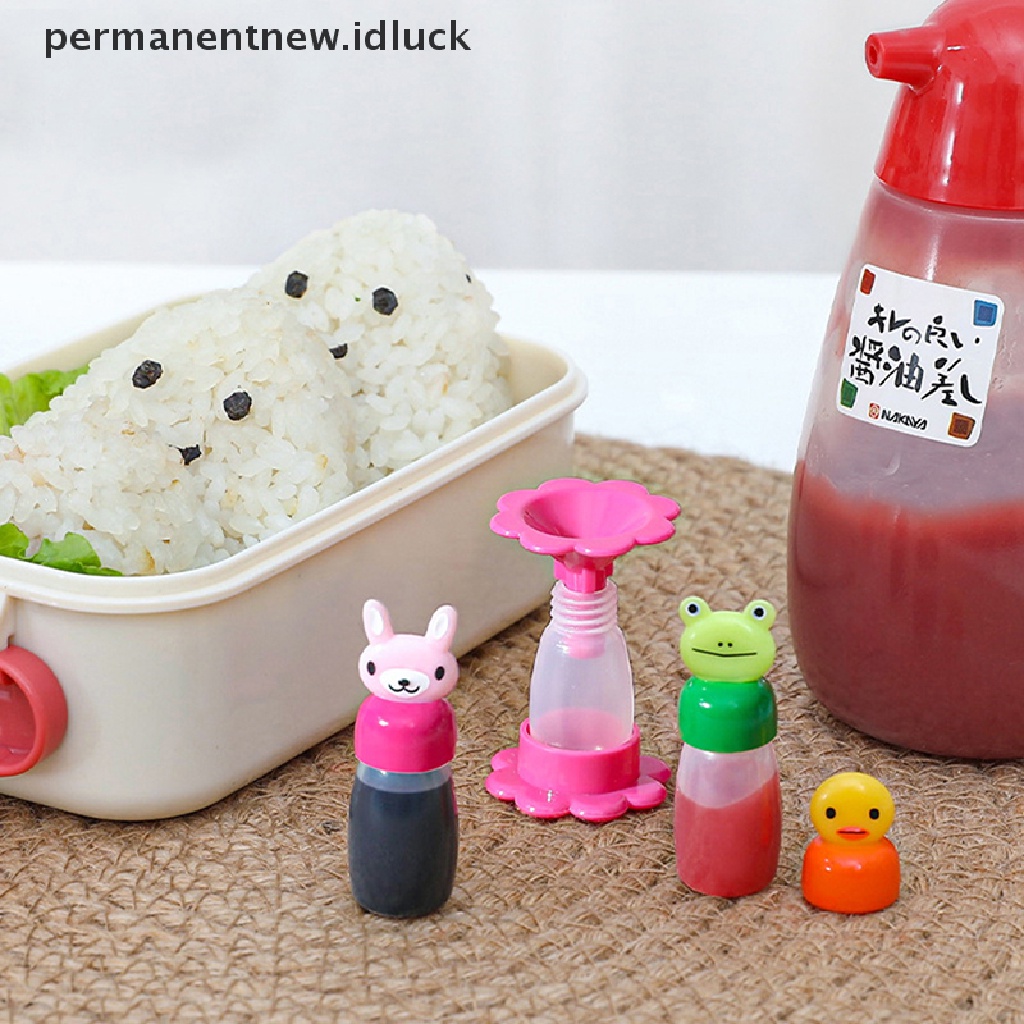 4pcs / set Botol Saus Bumbu Mini Bentuk Kelinci Katak Bebek Untuk Wadah Makan Siang