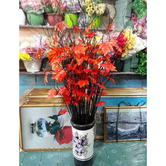 Bunga dekorasi bambu ulir daun artifisial bambu ulir kering