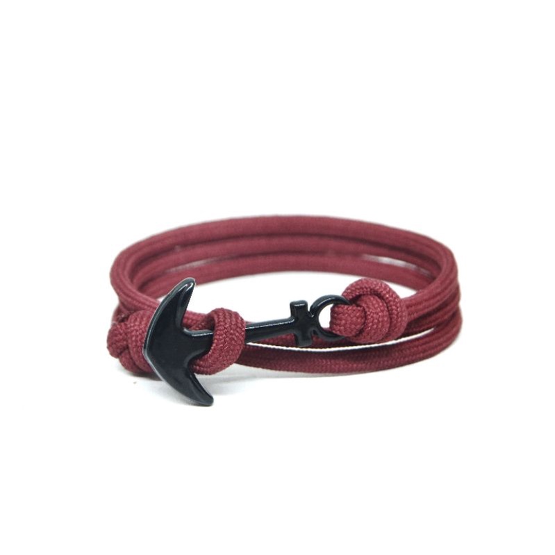 Gelang Tali Pria Wanita Unisex Prusik Jangkar Warna Maroon