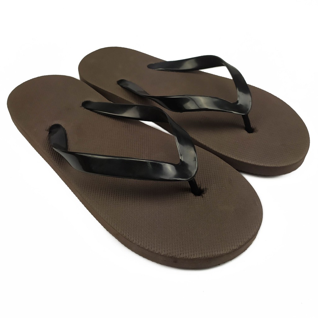  Sandal  Jepit Polos Sendal Spon Pria Casual Warna Coklat 