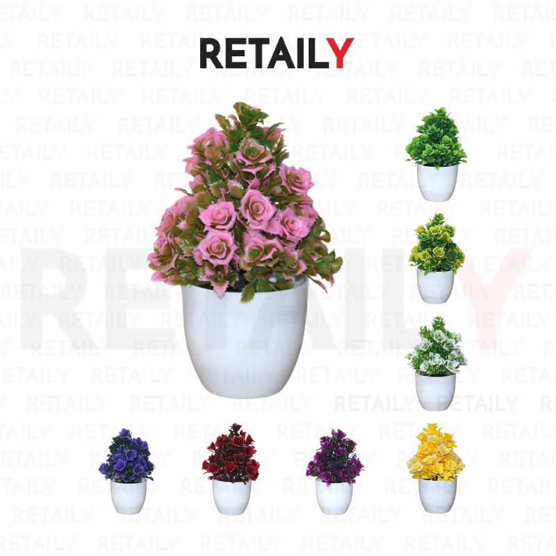 Retaily PT43 Pot Tanaman Hias Bunga Hias Plastik Ornamen Pot Bongsai Artificial Flower Decoration