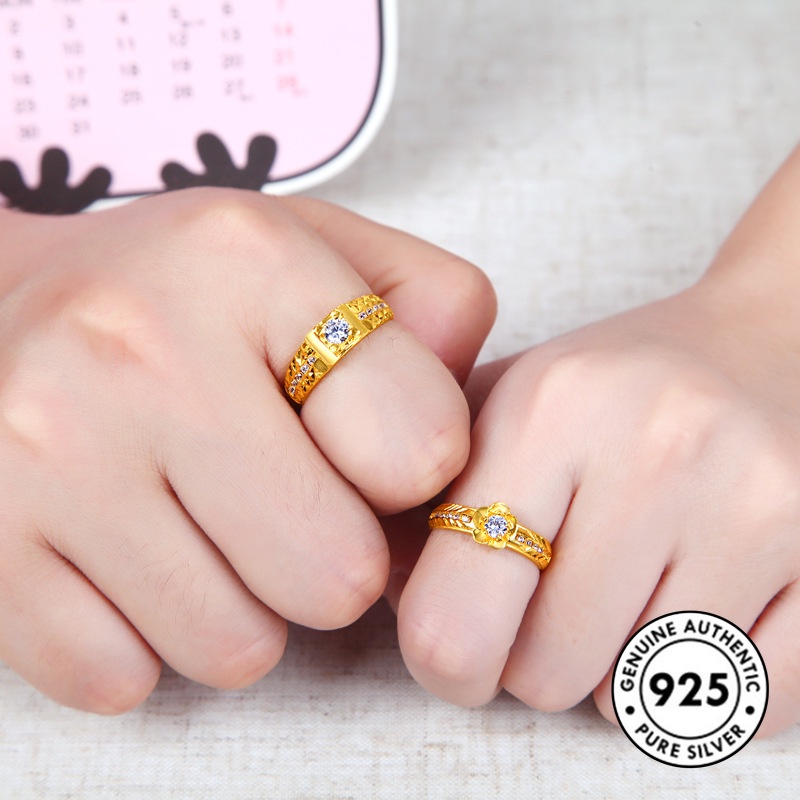 Cincin Bahan S925 Silver 18k Gold Untuk Pasangan