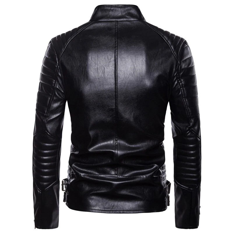 Import Oblique Zipper Pu Jacket Autumn New Motorcycle Biker Faux Leather Jackets Mens Casual Shopee Indonesia