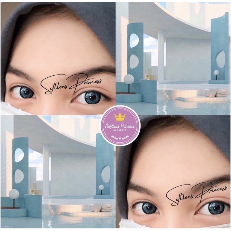 Softlens FIT2U Blue 14,5mm Normal Minus Lensa Kontak Biru Natural Daily Wisuda Free Case  Softlens P