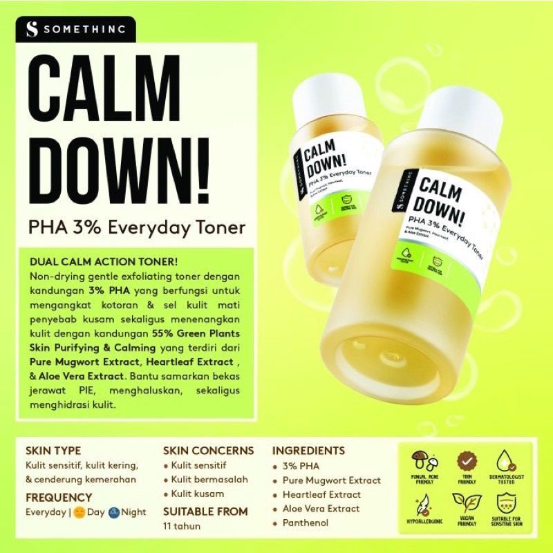 Somethinc Calm Down! | Calm Down PHA 3% Everyday Toner 40ml | 120ml | Skinpair R-Cover Ampoule 30ml