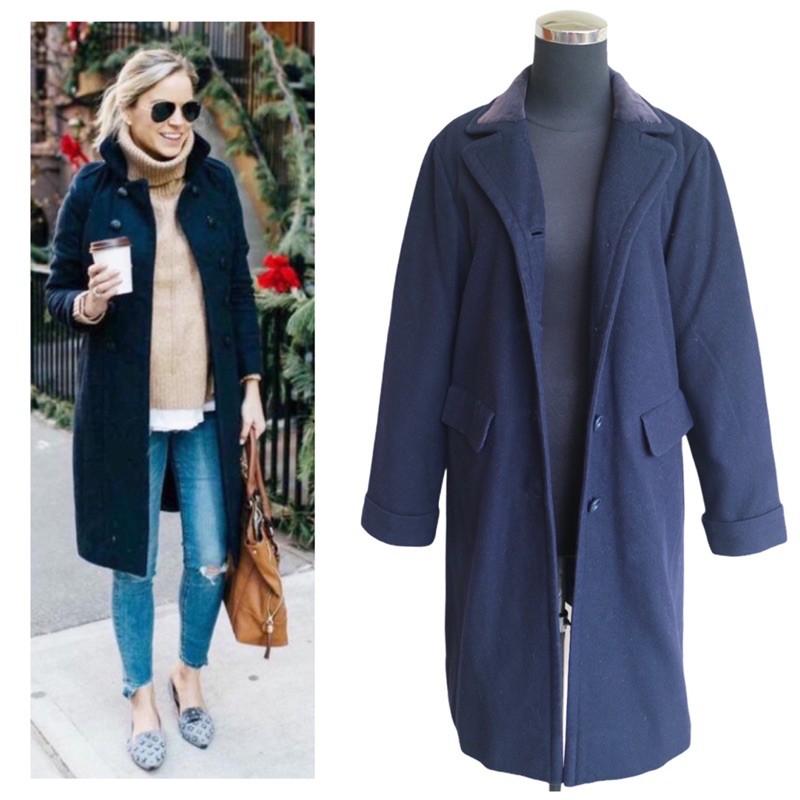 Women wool coat navy