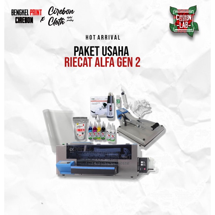 PAKET USAHA UMKM MURAH PRINTER DTF RIECAT ALFA GEN 2 + MESIN PRESS