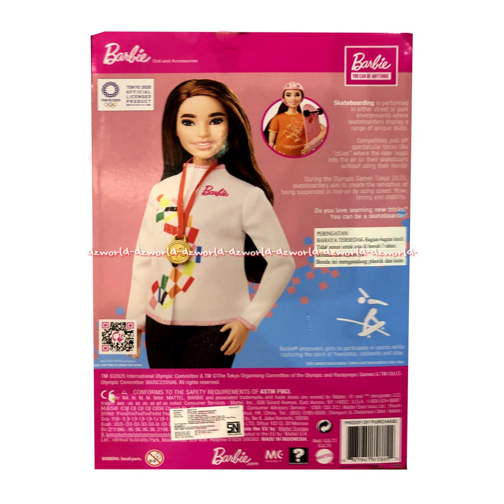 Barbie Skateboarding Tokyo Olimpiade 2020 Mainan Boneka Barbie