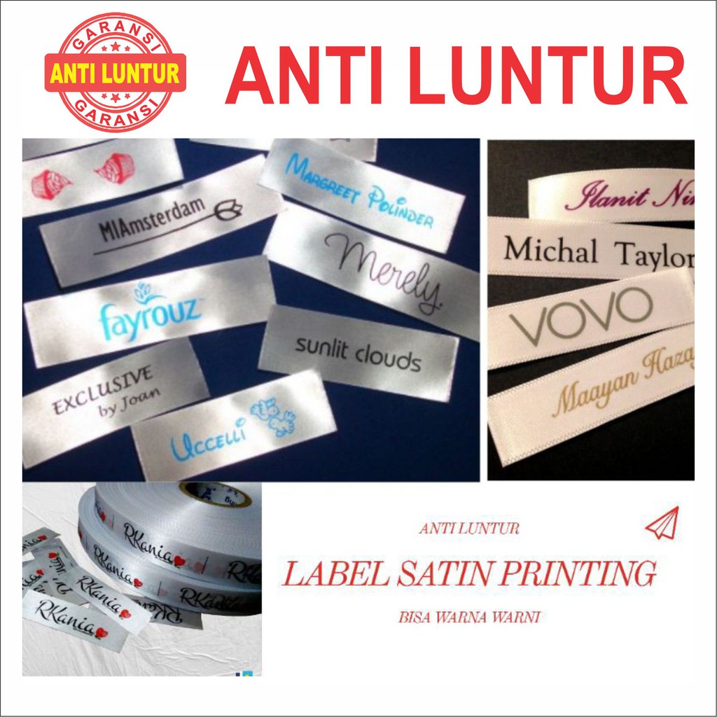 

[Min 1000 pcs] (2x5cm) Label Hijab / Label Baju / Label Satin Printing ANTI LUNTUR