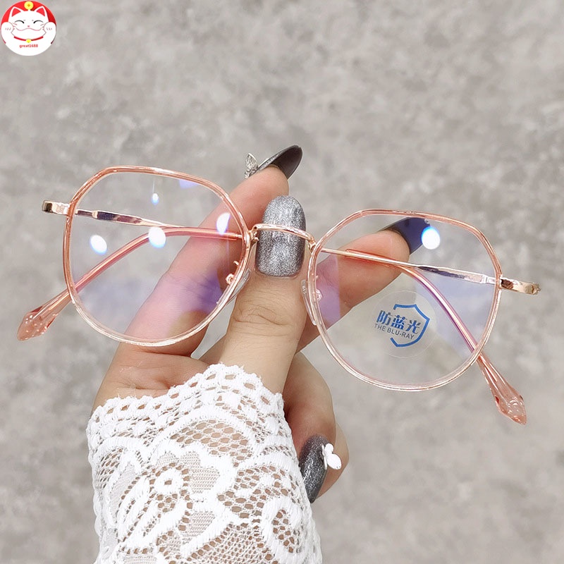 Kacamata Anti Blue Light Bingkai Logam Kacamata Lensa Rangka Transparan Retro Vintage Metal Frame Eyeglasses Kacamata Fashion