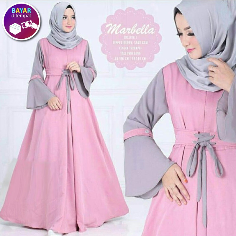 MARBELLA DRESS MAXI Promo gamis balotelli Fashion muslim Baju wanita modis /nonihijab/wickycollction--PINK