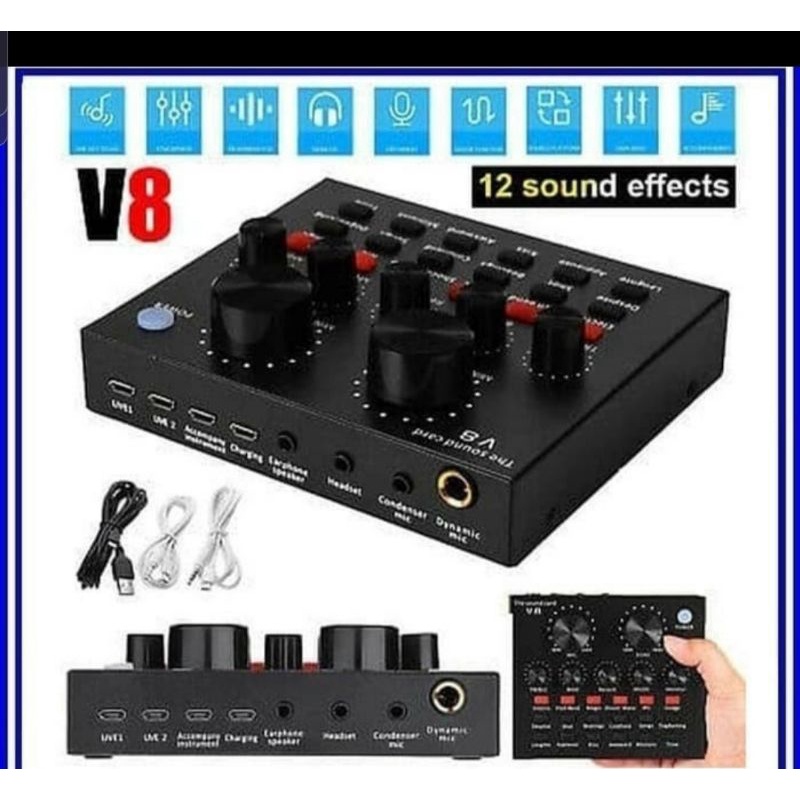 Soundcard V8 Mixer Sound Card Audio External USB Home Record