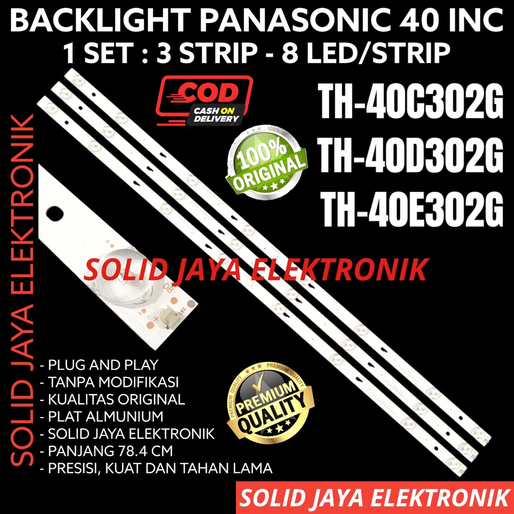 BACKLIGHT TV LED PANASONIC 40 INC TH-40C302G TH-40D302G TH-40E302G TH40C302G TH40D302G TH40E302G TH 40C302 40D302 40E302 40C302G 40D302G 40E302G LAMPU BL 8K 3V 40C 40D 40E 8 KANCING PANASONIK INCH IN TH40C302 TH40D302 TH40E302 TH-40C302 TH-40D302 40INC 40