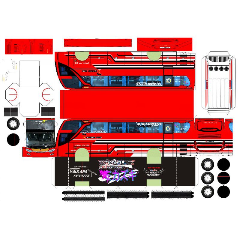 🆕 Lembaran PaperCraft Bus Po.Bcoach Bus Fairlaigh JB3+SHD Skala 1:50