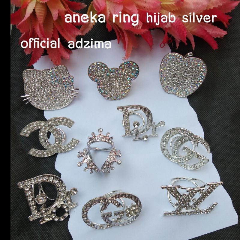 33 model BROS ring hijab warna silver cincin kolong kerudung, ring hijab premium, ring hijab mewah