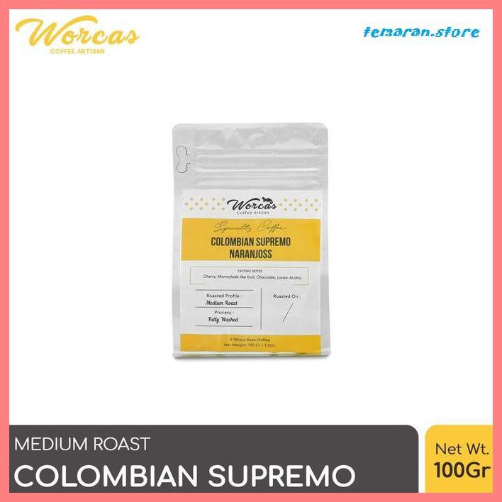 

Kopi- WORCAS Arabica Colombia Supremo 100gr - Medium Roasted Coffee - KOPI BIJI -Biji-Kopi.