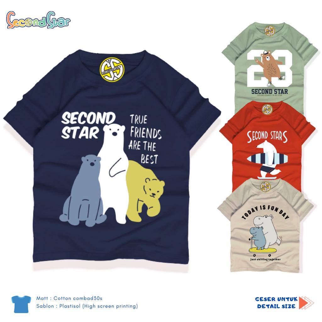 Second Star baju anak Laki-laki perempuan  Kaos oblong 1 - 12 tahun Bear