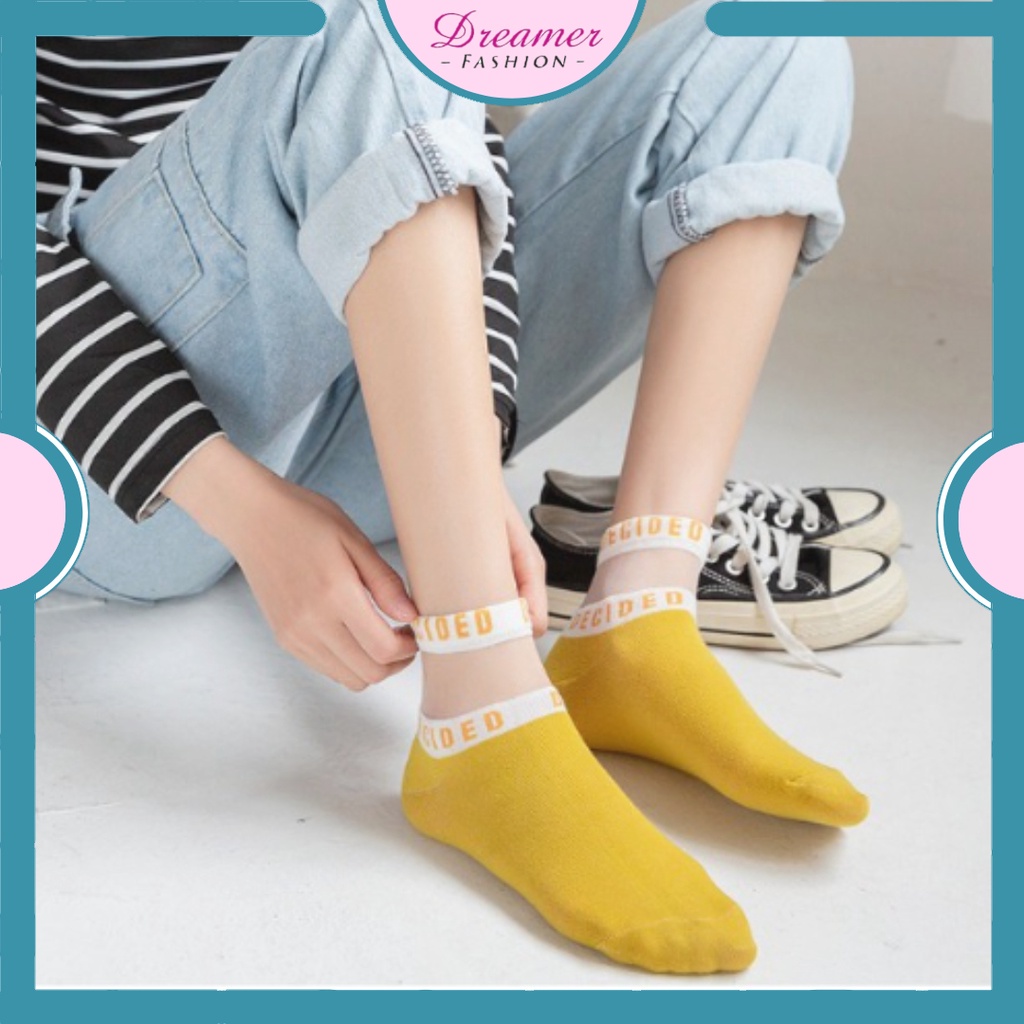 DF KK252 Kaos Kaki Pendek Transparan Wanita Kaos Kaki Fashion Korea