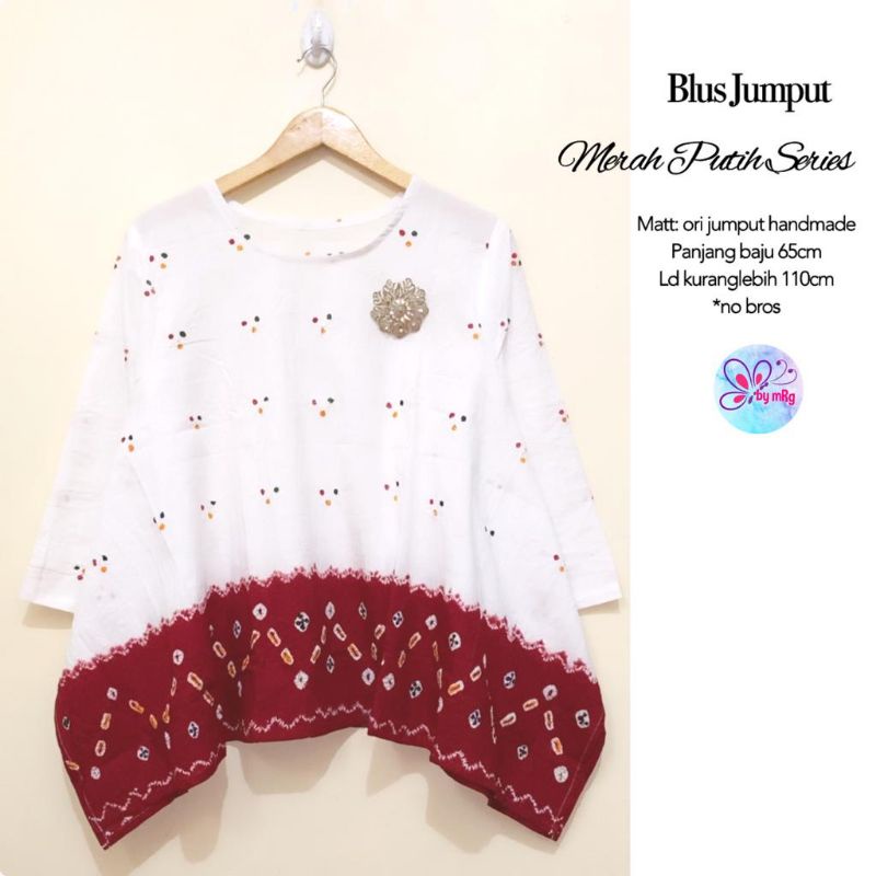 blus jumput seri merah putih