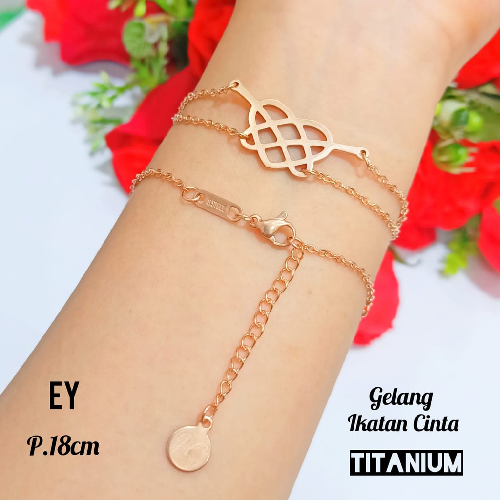 Gelang TITANIUM Ikatan Cinta,Gold &amp; Rosegold perhiasan berkualitas tidak karat,tidak luntur COD