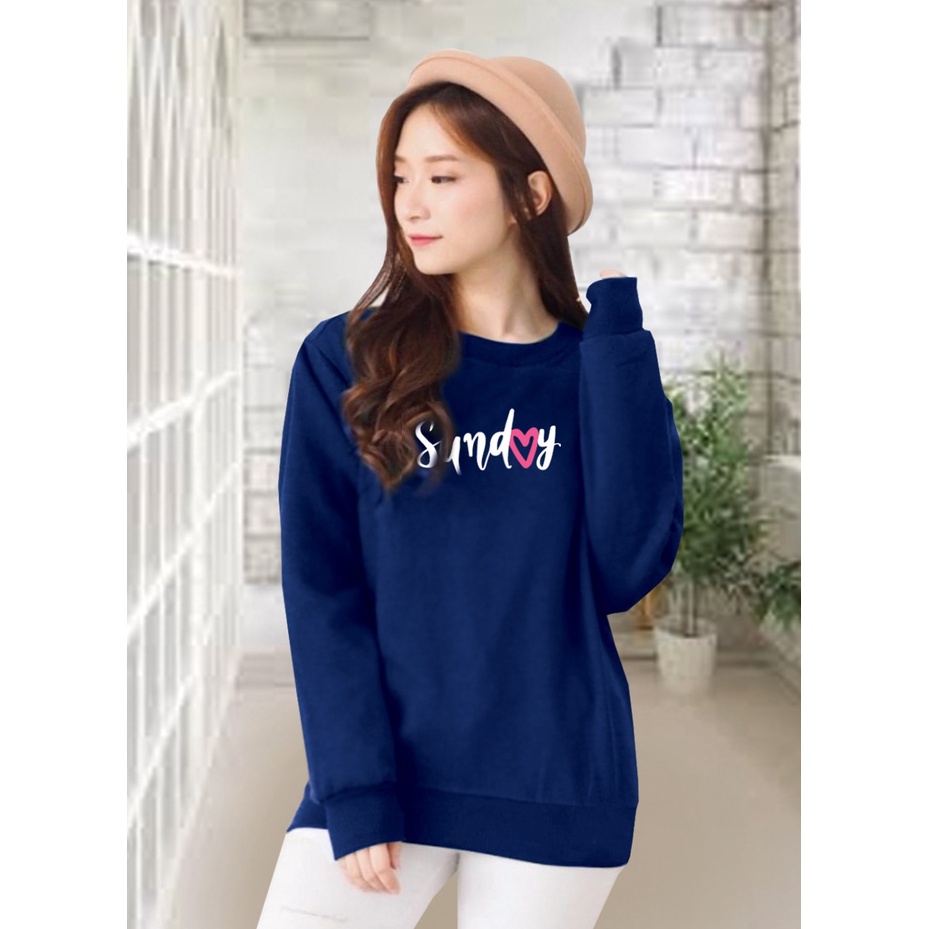 Kaos Lengan Panjang SUNDAY/ Kaos Sweatshirt / Atasan Wanita / Atasan Wanita Lengan Panjang / Atasan Import / Kaos Wanita Blus