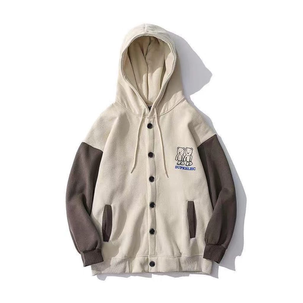 Supkehc Varsity Jaket Oversize Wanita | jacket Hoodie Wanita Korean Style | Hoodie buton Kekinian