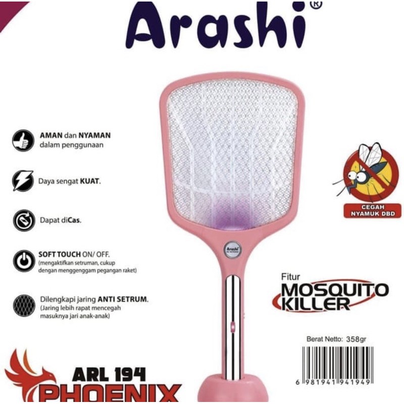 RAKET NYAMUK ARASHI CHARGER ARL 194 PHOENIX ARASHI