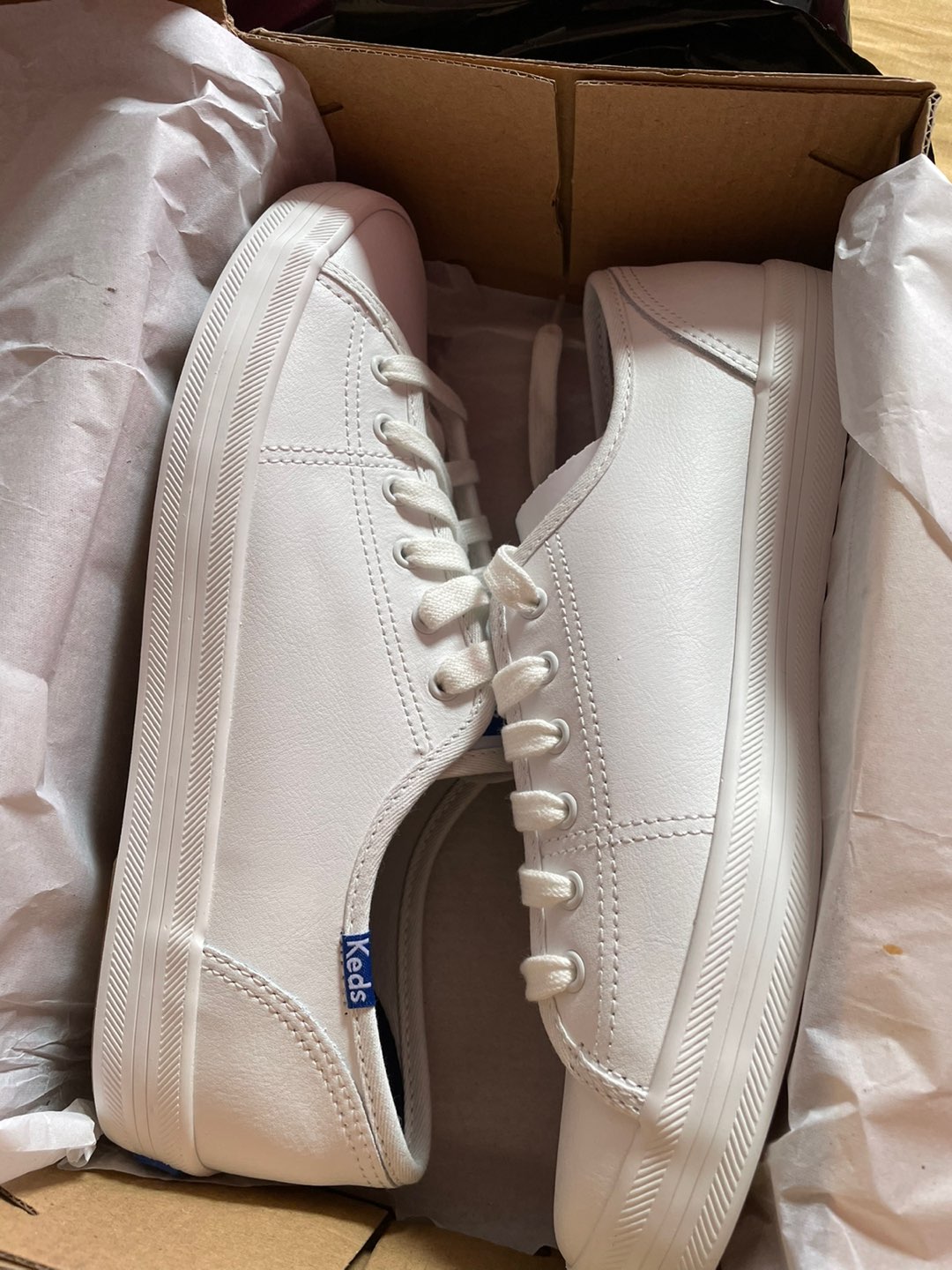 Keds Sepatu Wanita Kickstart Retro Court Leather White - Blue Wh57559