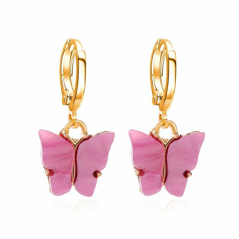 Anting Hoop Juntai Bentuk Kupu-Kupu Bahan Akrilik Untuk Wanita
