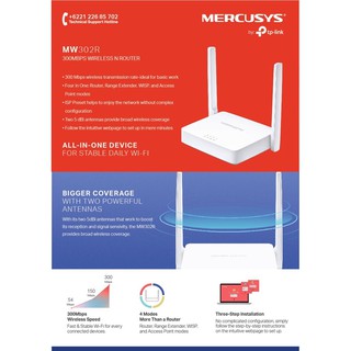 Mercusys MW302R 2antenna 300mbps wireless N