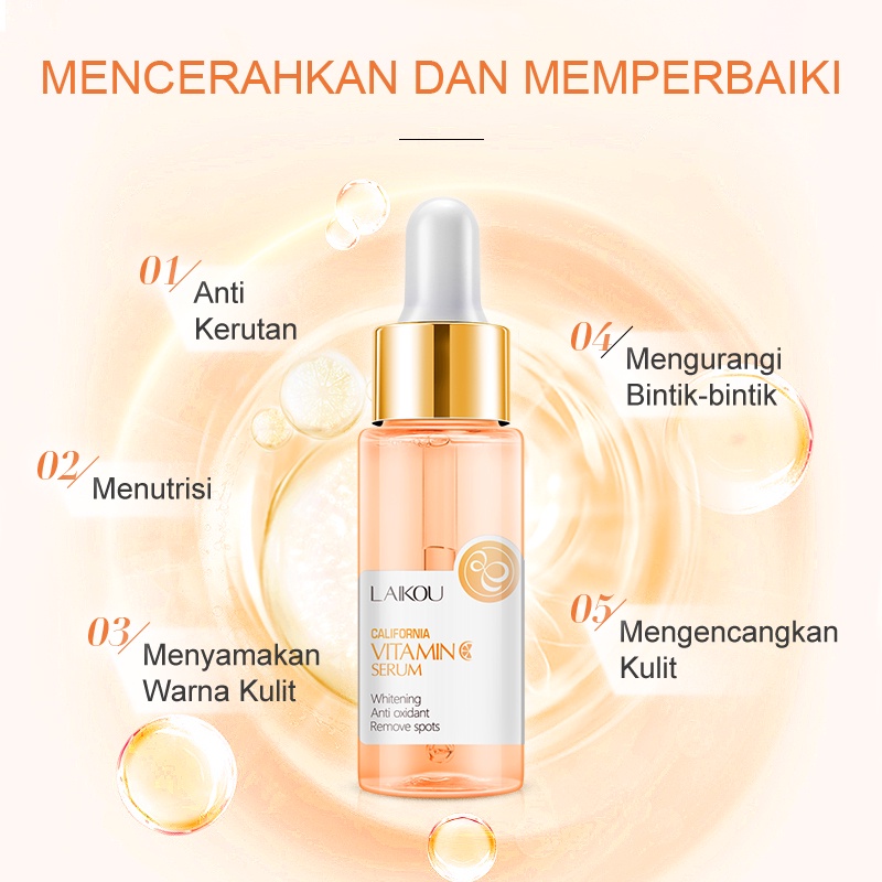 LAIKOU Vitamin C Serum Wajah Memutihkan Menghilangkan Flek Anti-oksidan 30ml